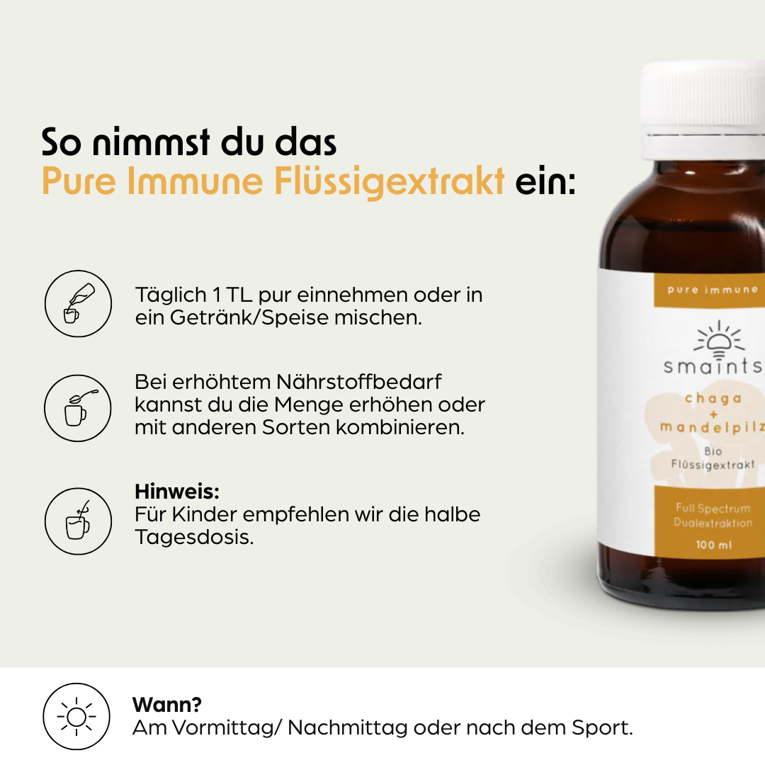 Pure Immune Flüssigextrakt mit Chaga und Agaricus