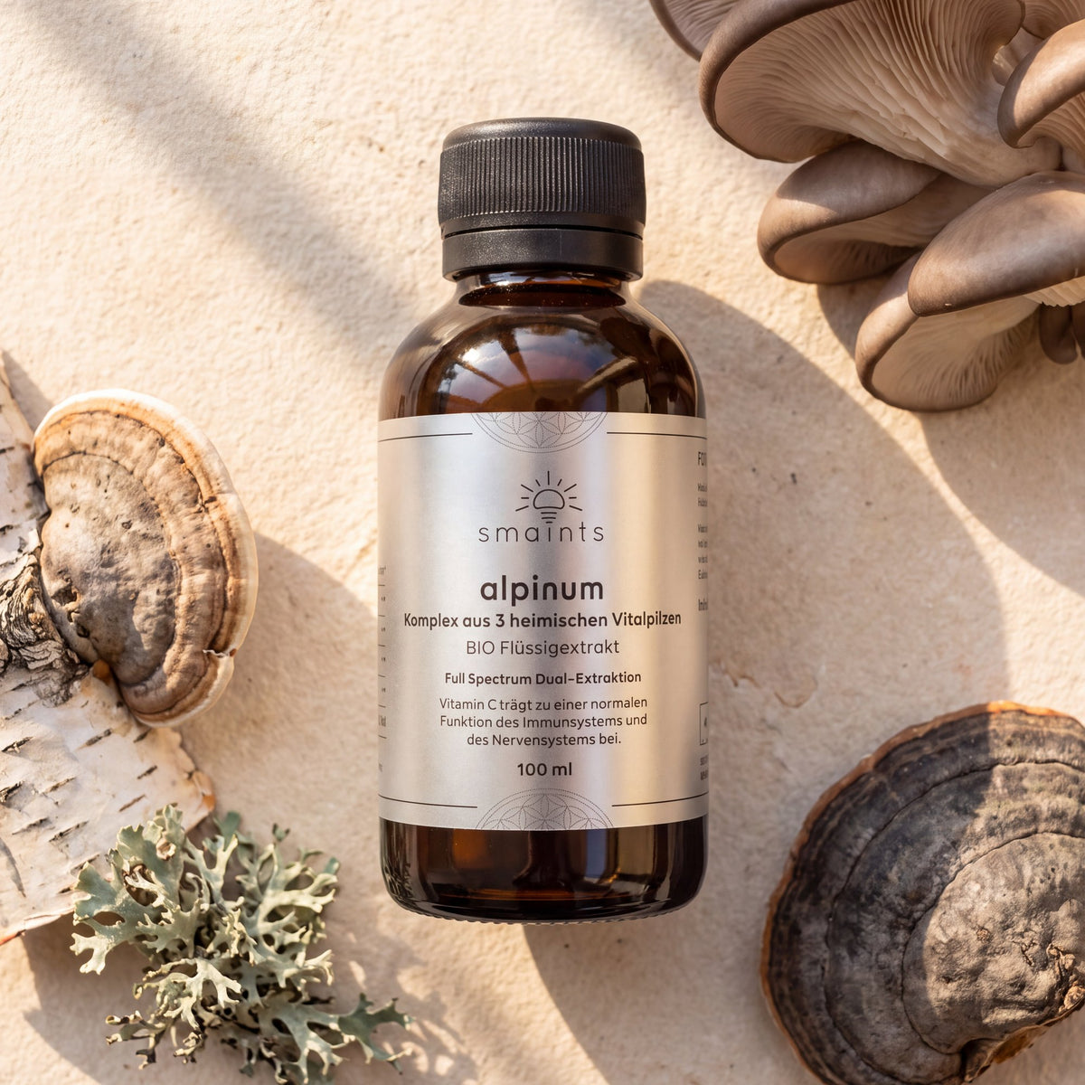 alpinum Flatlay mit Vitalpilzen